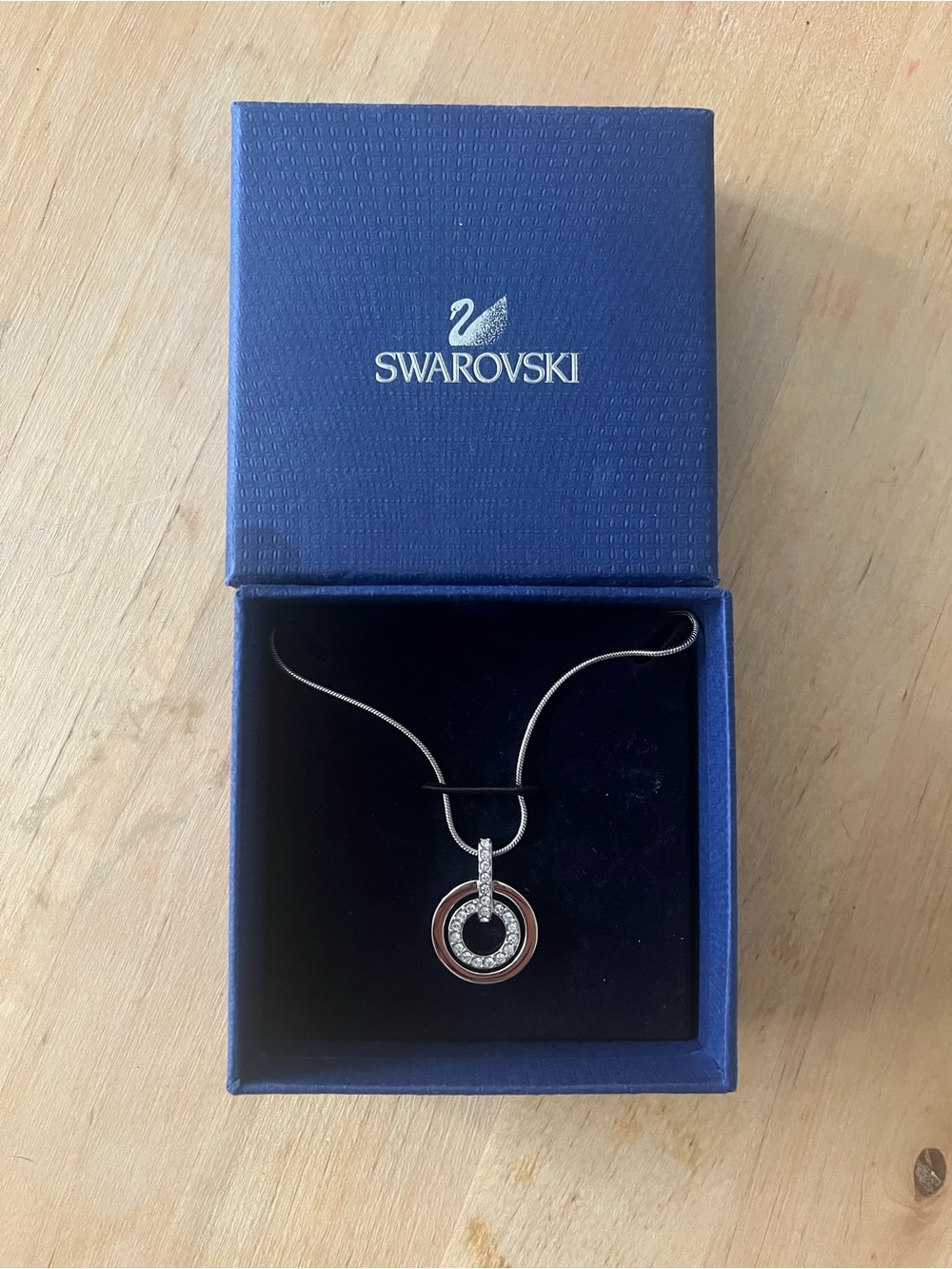 Swarovski Silver Crystal Circle Pendant Necklace